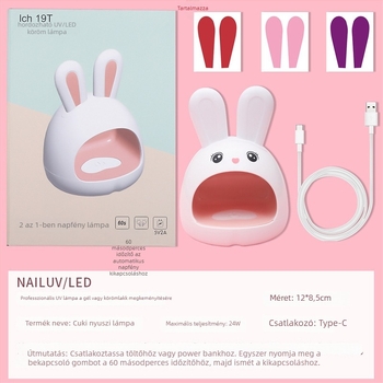 Nyuszi formájú LED manikűr lámpa | Yujia márka | Rabbit manicure lamp modell | otthoni használatra