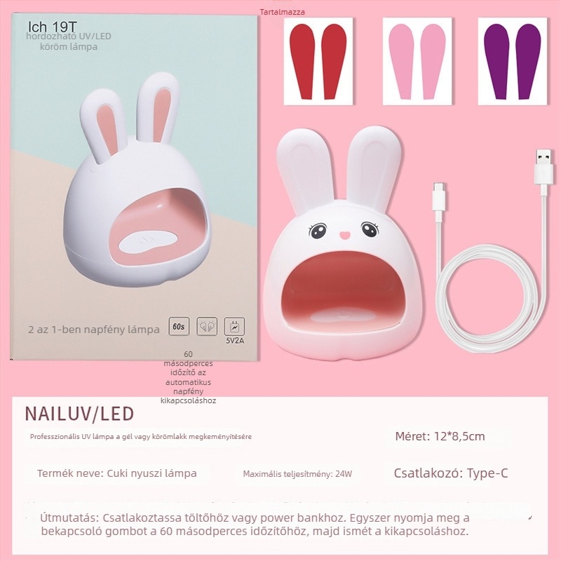 Nyuszi formájú LED manikűr lámpa | Yujia márka | Rabbit manicure lamp modell | otthoni használatra