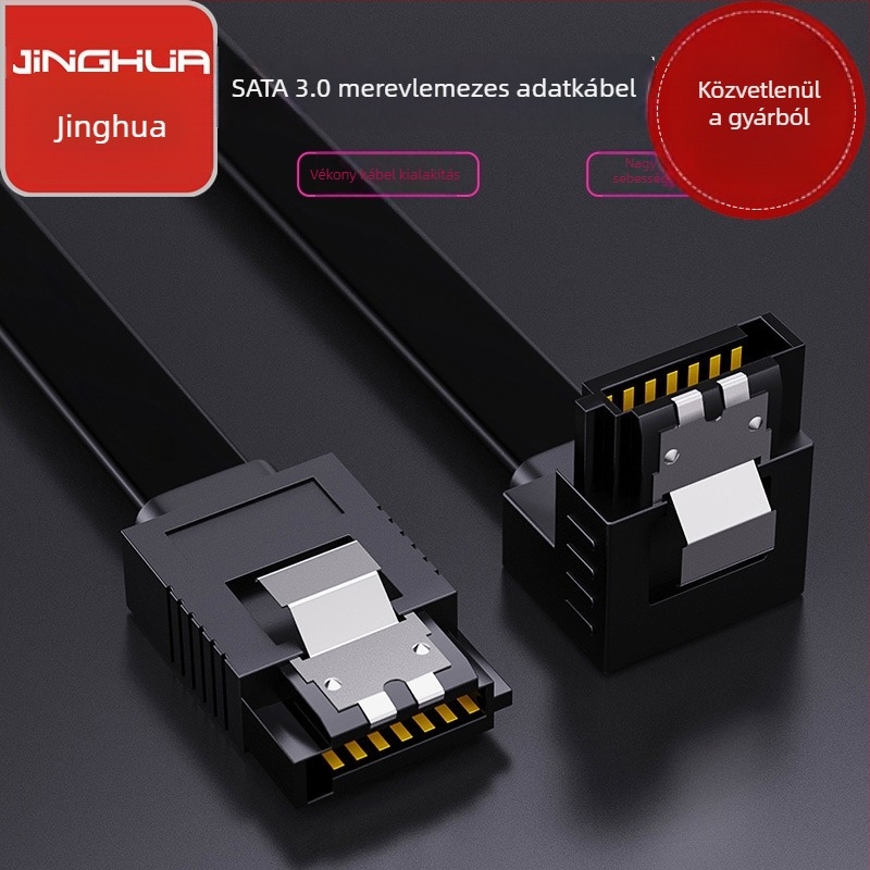 JH Jinghua SATA3.0 adatvonal egyenes–hajlított SATA kábel, oxigénmentes réz, injekciós öntés, adapter
