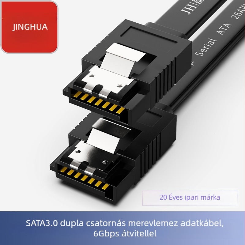 JH Jinghua SATA3.0 adatvonal egyenes–hajlított SATA kábel, oxigénmentes réz, injekciós öntés, adapter