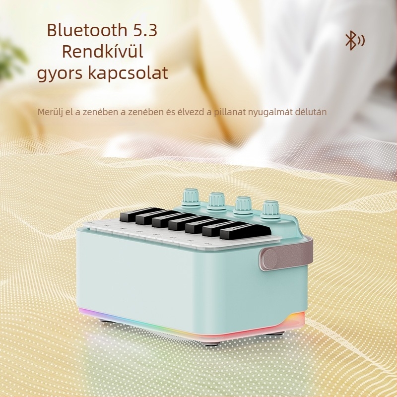 Bluetooth hangszóró z pianinnal és elektronikus dobbal – 8W, Bluetooth 5.0, 30Hz–15kHz, 10 m hatótávolság, beépített akkumulátor 1200–2000mAh