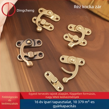 Réz agancs-zár camforfa dobozhoz – retro stílus, modell 3913