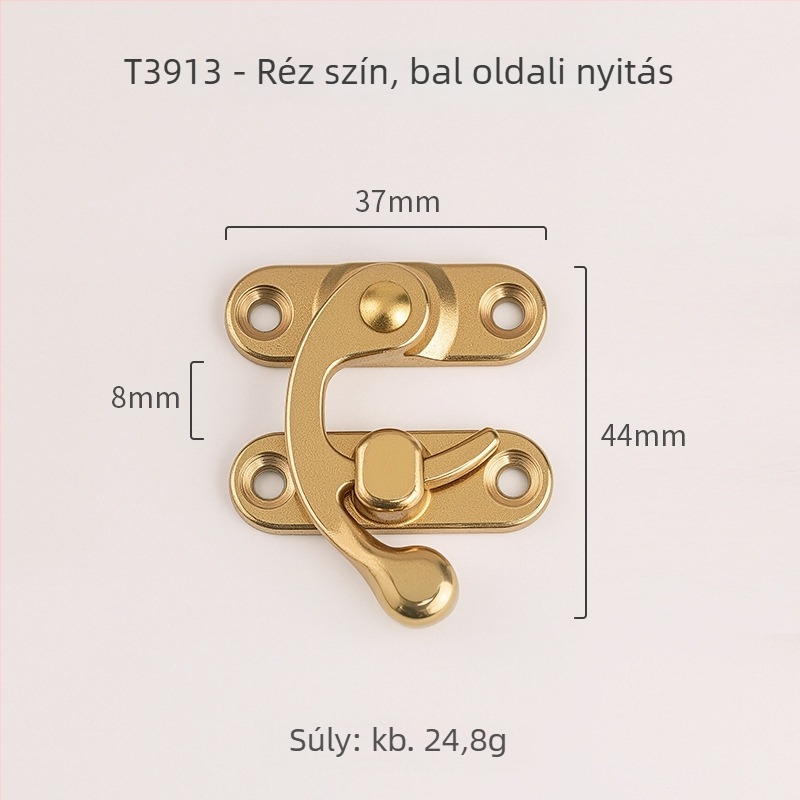 Réz agancs-zár camforfa dobozhoz – retro stílus, modell 3913