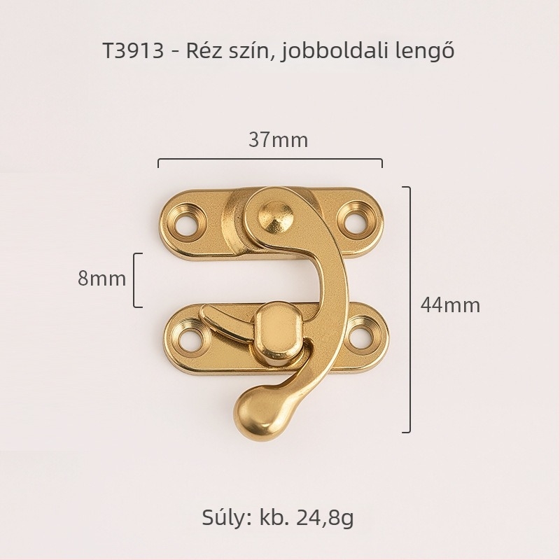 Réz agancs-zár camforfa dobozhoz – retro stílus, modell 3913