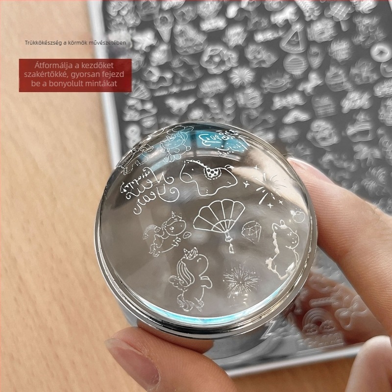 TY546 rozsdamentes acél körömdíszítő sablon – Ló éve áldás mintázat kezdőknek