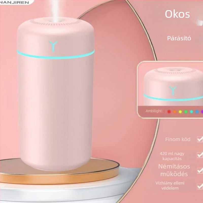Okos párásító otthonra és irodába, csendes működés, 0,5–1 L tartály, 3+ párásító kimenet, állandó páratartalom, akkumulátoros működés (helyiségek 10 m2-ig)