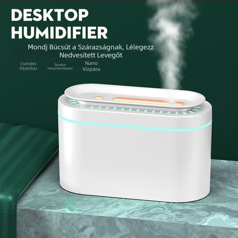 Okos párásító otthonra és irodába, csendes működés, 0,5–1 L tartály, 3+ párásító kimenet, állandó páratartalom, akkumulátoros működés (helyiségek 10 m2-ig)