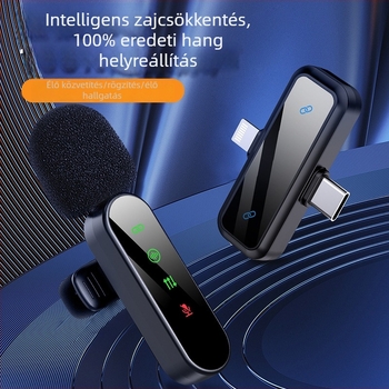 Vezeték nélküli lavalier mikrofon mobil élő közvetítéshez, omnidirekcionális, Bluetooth 5.3, 20 Hz–20 kHz, üzemidő 3–6 óra