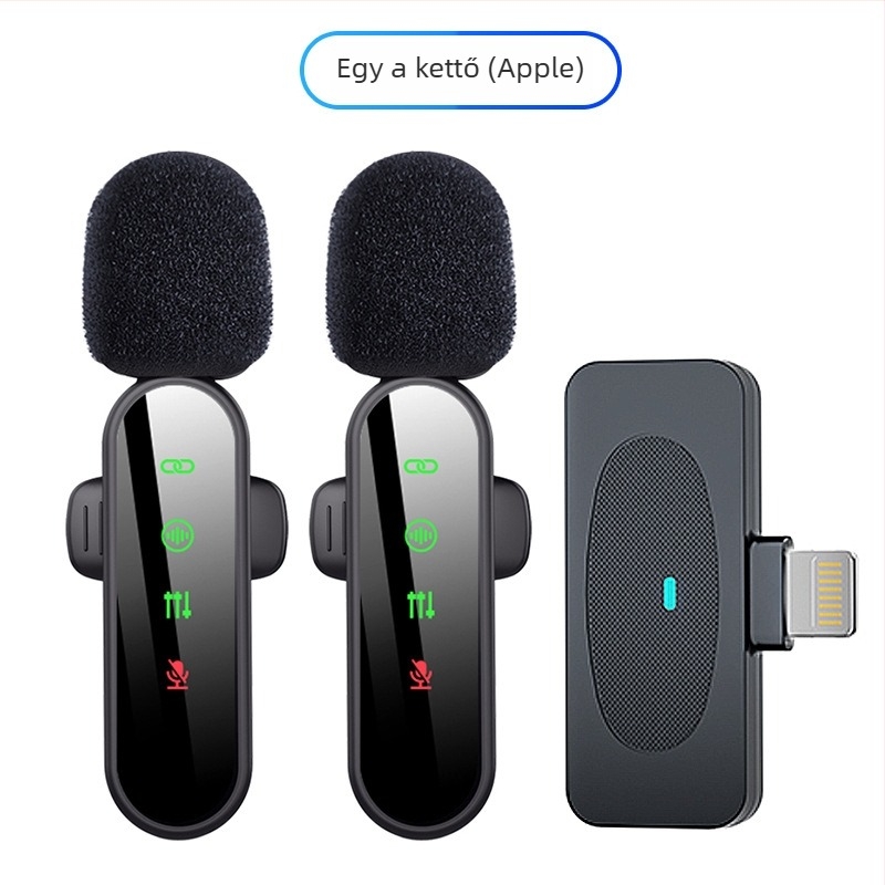 Vezeték nélküli lavalier mikrofon mobil élő közvetítéshez, omnidirekcionális, Bluetooth 5.3, 20 Hz–20 kHz, üzemidő 3–6 óra