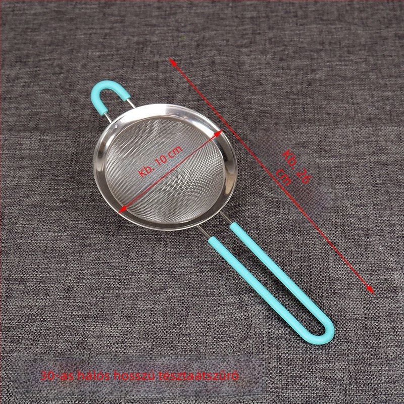 Rozsdamentes acélből készült kézi lisztszitó ultra fin hálóval – liszt, cukor és porok átszitálásához