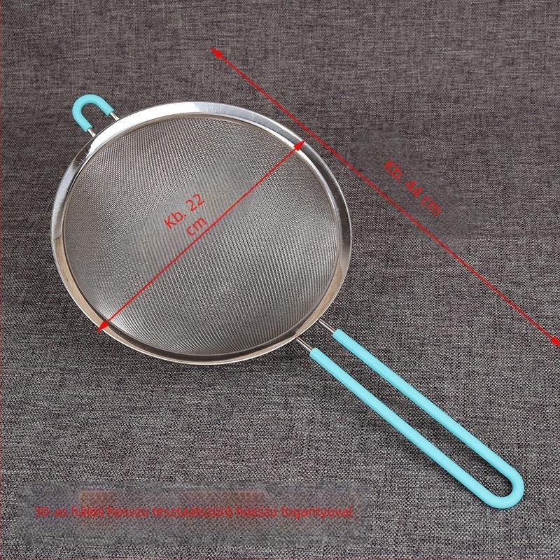 Rozsdamentes acélből készült kézi lisztszitó ultra fin hálóval – liszt, cukor és porok átszitálásához