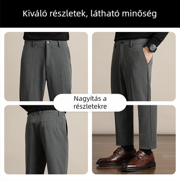 Férfi öltönynadrág, egyenes szabású, slim-fit, elegáns esésű anyag