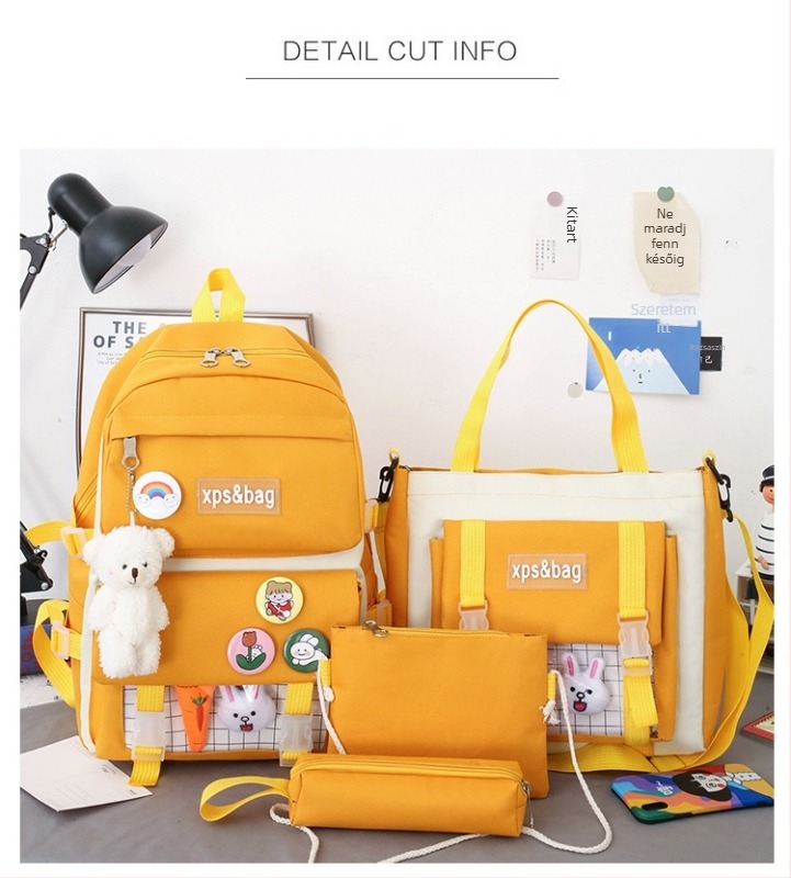 Nylonból készült iskolai hátizsák gyerekeknek, légáteresztő, kopásálló, bővíthető és terheléscsökkentő funkciókkal; görbült vállpántokkal és párnázott hátsó része