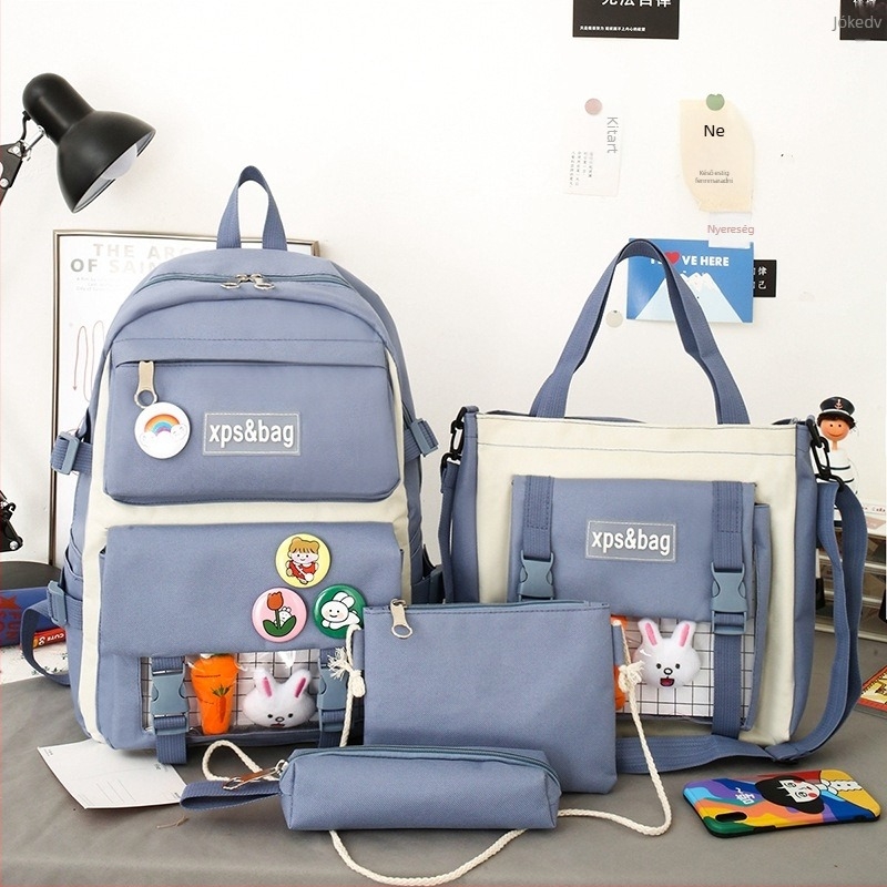 Nylonból készült iskolai hátizsák gyerekeknek, légáteresztő, kopásálló, bővíthető és terheléscsökkentő funkciókkal; görbült vállpántokkal és párnázott hátsó része