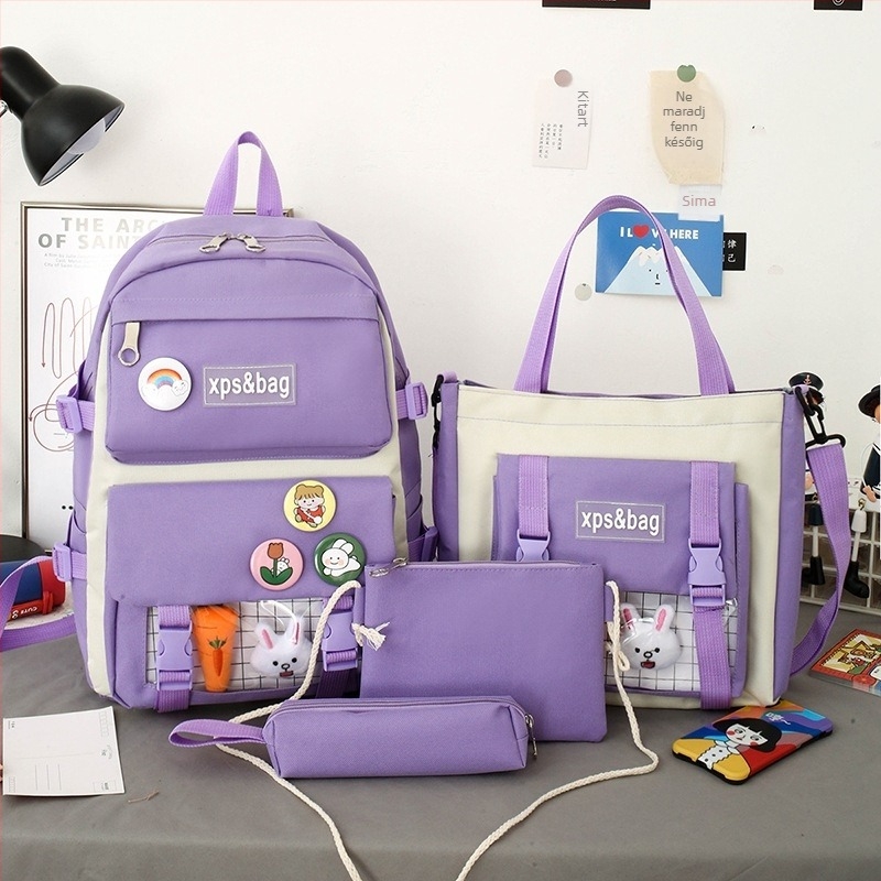 Nylonból készült iskolai hátizsák gyerekeknek, légáteresztő, kopásálló, bővíthető és terheléscsökkentő funkciókkal; görbült vállpántokkal és párnázott hátsó része