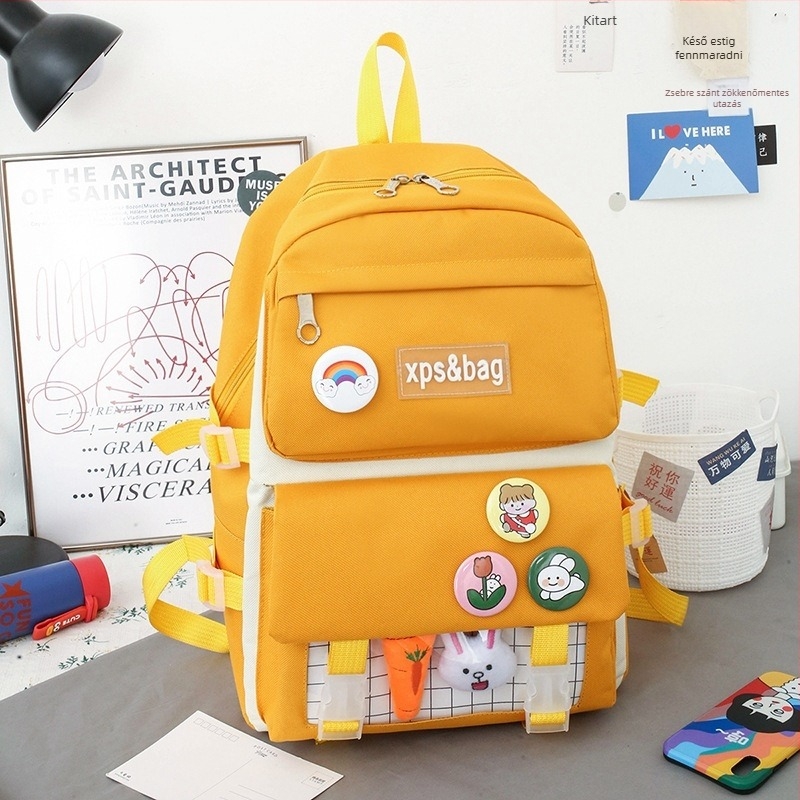 Nylonból készült iskolai hátizsák gyerekeknek, légáteresztő, kopásálló, bővíthető és terheléscsökkentő funkciókkal; görbült vállpántokkal és párnázott hátsó része