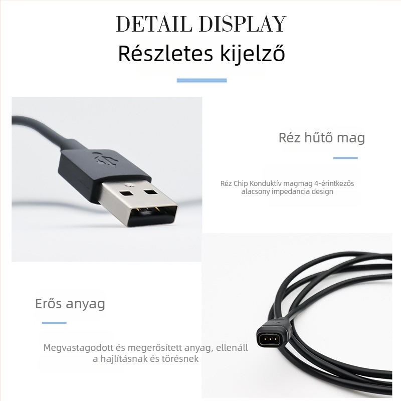 USB töltőkábel VERTIX2 csatlakozóval Garmin órákhoz (Pace3/2, COROS APEX Pro)