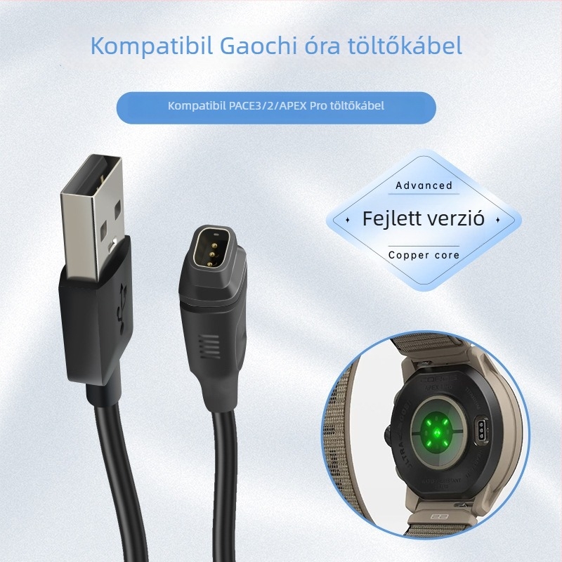 USB töltőkábel VERTIX2 csatlakozóval Garmin órákhoz (Pace3/2, COROS APEX Pro)