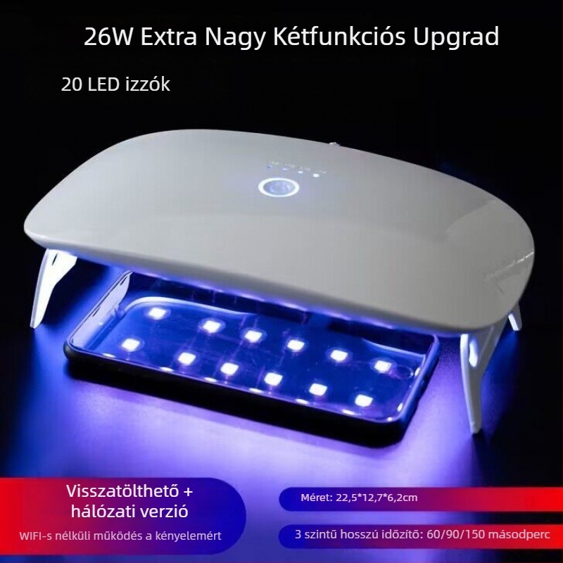 UV-gyógyító lámpa körmök és kijelzőfóliákhoz, összecsukható, gyors száradás, modell A-101
