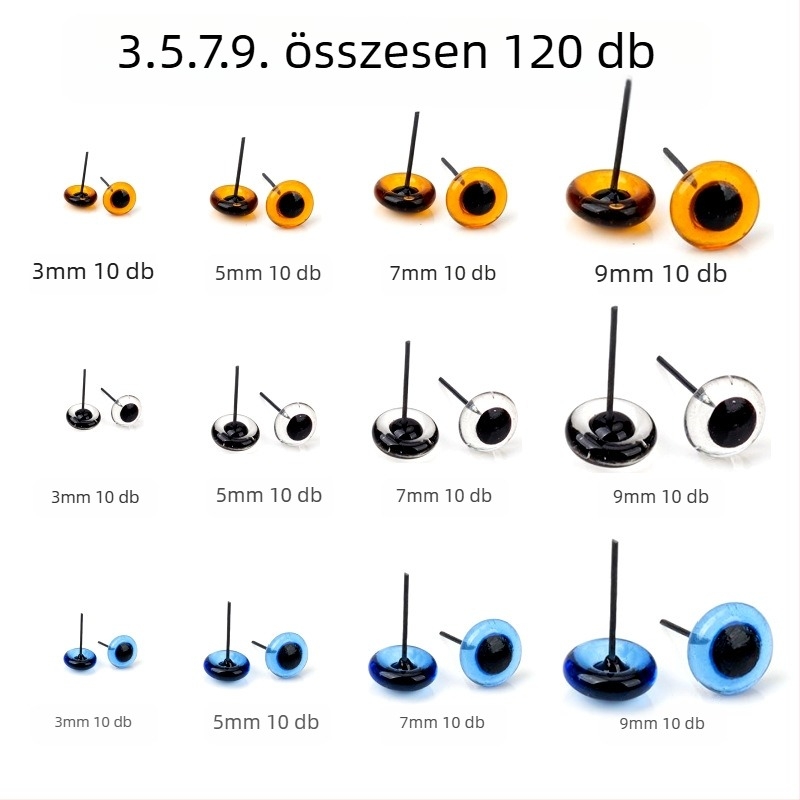 Baba üvegszemek készlet, 120 db, babák és plüssmackók számára, magas hőmérsékleten égetve