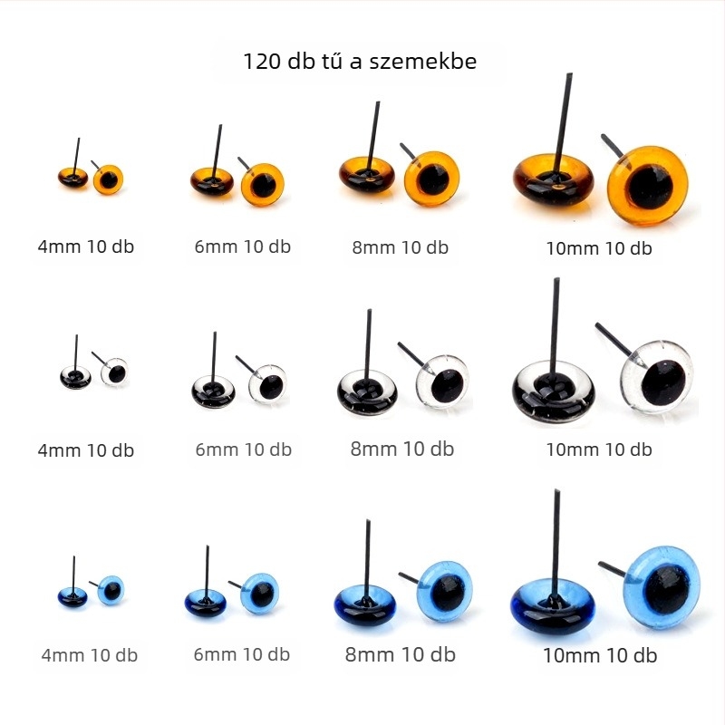 Baba üvegszemek készlet, 120 db, babák és plüssmackók számára, magas hőmérsékleten égetve