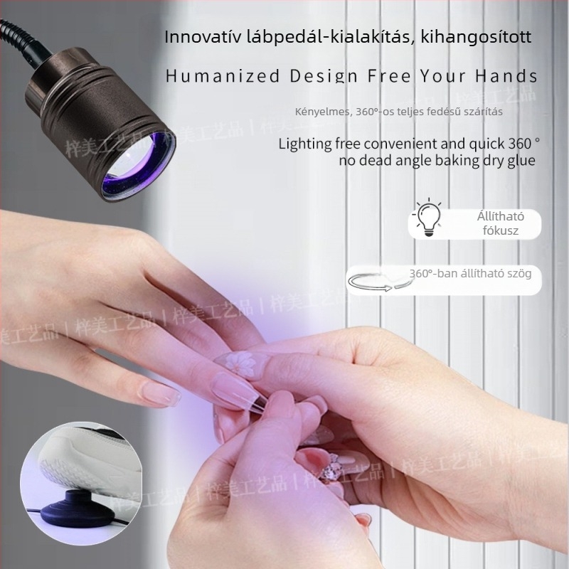 Pedállal működő UV-lámpa körömlakkozáshoz, asztali hordozható körömlámpa, nagy fényerő, 2026-os modell