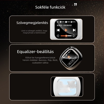 S09 MP3 Bluetooth fülhallgató kártya slottal, in-ear, digitális kijelző, 15 m hatótáv, BT 5.4, 4-8 óra üzemidő, IPX4 vízálló