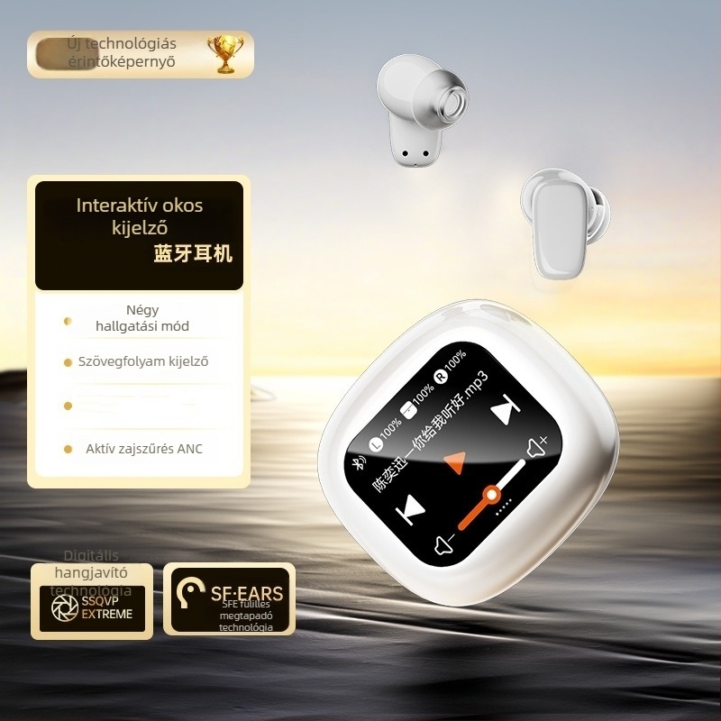 S09 MP3 Bluetooth fülhallgató kártya slottal, in-ear, digitális kijelző, 15 m hatótáv, BT 5.4, 4-8 óra üzemidő, IPX4 vízálló