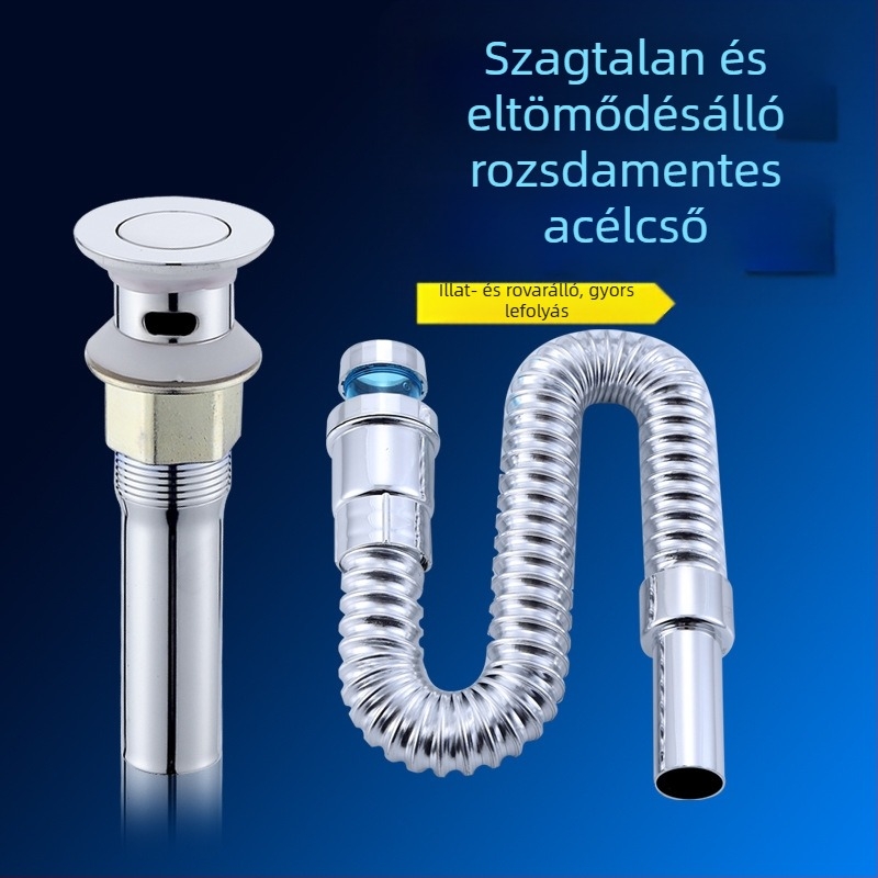 Rozsdamentes acél mosogatólefolyó (S-alakú) – Yayil, modern és egyszerű stílus, testreszabható feldolgozás, magáncímkére kész