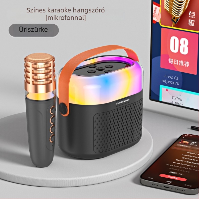 Bluetooth Karaoke hangszóró RGB világítással és beépített mikrofonnal - 5W, BT 5.3, beépített akkumulátor 1200–2000mAh