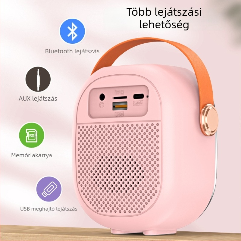 Bluetooth hangszóró RGB világítással és karaoke mikrofon készlet - 5W, Bluetooth 5.3, 60Hz-15kHz, 10m hatótáv, beépített 1000-1200mAh akkumulátor