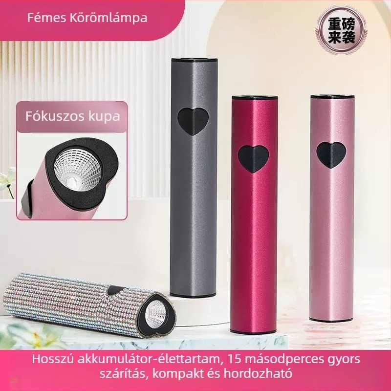 Nail Art One-Word lámpa, szív alakú design, test teljes alumínium ötvözetből, vezeték nélküli energia-tárolás
