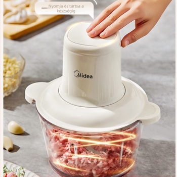 Húsdaráló / ételmixelő Midea — kapacitás 1–3 L, gyermekétel funkció, ≤36V, <10 000 rpm, üvegpohár
