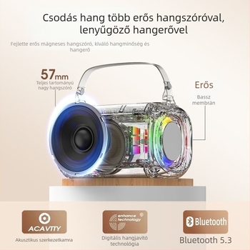 T33 Bluetooth karaoke hangszóró beépített mikrofonnal, Bluetooth 5.0, 5W, 1000–1200 mAh, 40 Hz–20 kHz tartomány, üzemidő 3–6 óra