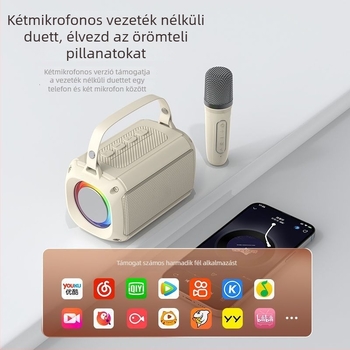 T33 Bluetooth karaoke hangszóró beépített mikrofonnal, Bluetooth 5.0, 5W, 1000–1200 mAh, 40 Hz–20 kHz tartomány, üzemidő 3–6 óra