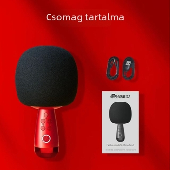 G2 mobil karaoke mikrofon beépített hangkártyával, szuperkardioid irányultságú, Bluetooth 5.0, 6-8 óra üzemidő