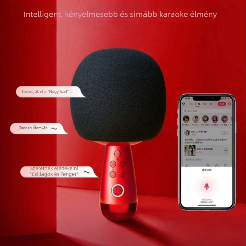 G2 mobil karaoke mikrofon beépített hangkártyával, szuperkardioid irányultságú, Bluetooth 5.0, 6-8 óra üzemidő