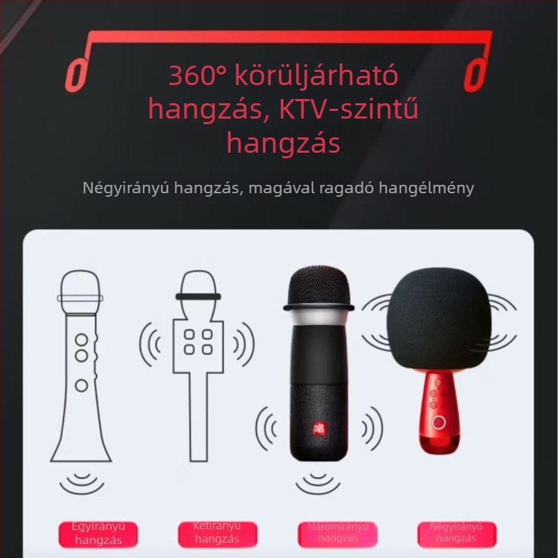 G2 mobil karaoke mikrofon beépített hangkártyával, szuperkardioid irányultságú, Bluetooth 5.0, 6-8 óra üzemidő