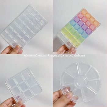 12 rekeszes átlátszó ékszer- és manikűr tároló doboz, független rács kialakítással, multifunkcionális