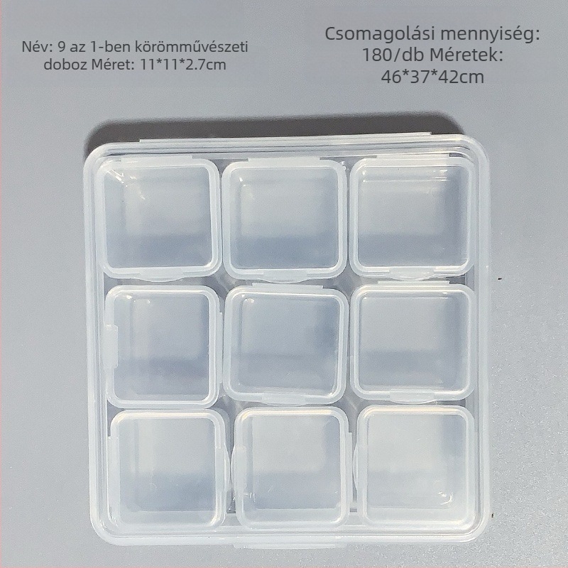 12 rekeszes átlátszó ékszer- és manikűr tároló doboz, független rács kialakítással, multifunkcionális