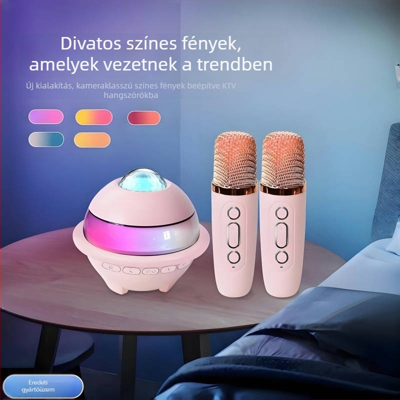 Minden egyben karaoke Bluetooth hangszóró csillagos égbolt megvilágítással, mikrofon, 5W, IPX4, beépített akkumulátor