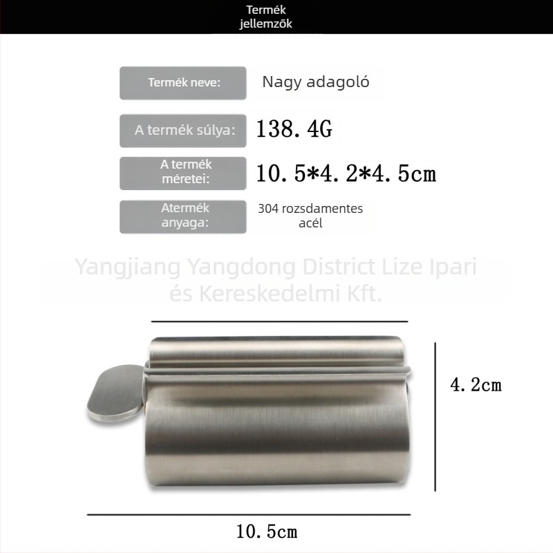 304 rozsdamentes acél fogkrémnyomó, falra szerelhető, lyuk nélküli, fogkefetartó