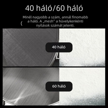 304 rozsdamentes acél lisztszitáló szita, kézi, ultrafin szita otthoni sütéshez