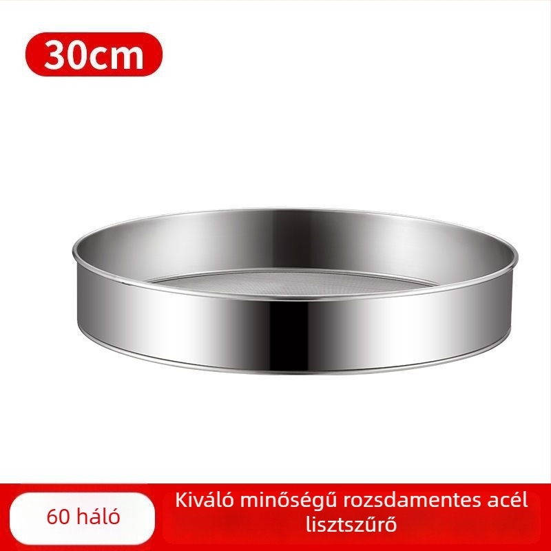 304 rozsdamentes acél lisztszitáló szita, kézi, ultrafin szita otthoni sütéshez