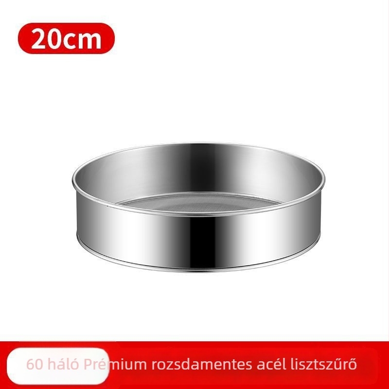 304 rozsdamentes acél lisztszitáló szita, kézi, ultrafin szita otthoni sütéshez