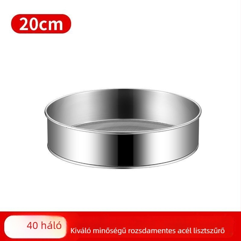 304 rozsdamentes acél lisztszitáló szita, kézi, ultrafin szita otthoni sütéshez