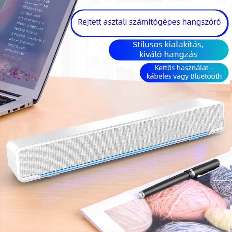 Asztali számítógéphez USB-s és Bluetoothos hangfalak beépített mikrofonnal és mélynyomóval, 2.0