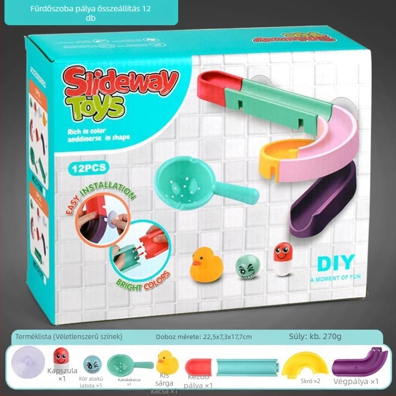 Műanyag fürdőszobai pályás játék DIY golyócsúszdával, 3C tanúsítvány, 4–6 éveseknek
