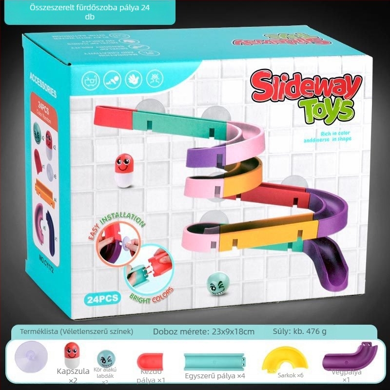Műanyag fürdőszobai pályás játék DIY golyócsúszdával, 3C tanúsítvány, 4–6 éveseknek