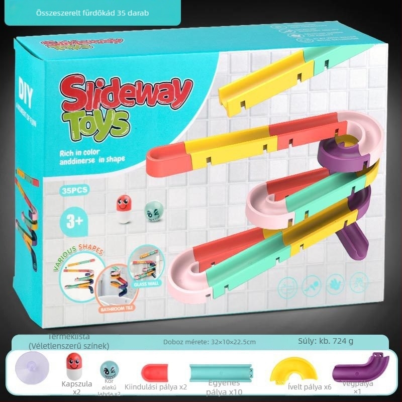 Műanyag fürdőszobai pályás játék DIY golyócsúszdával, 3C tanúsítvány, 4–6 éveseknek